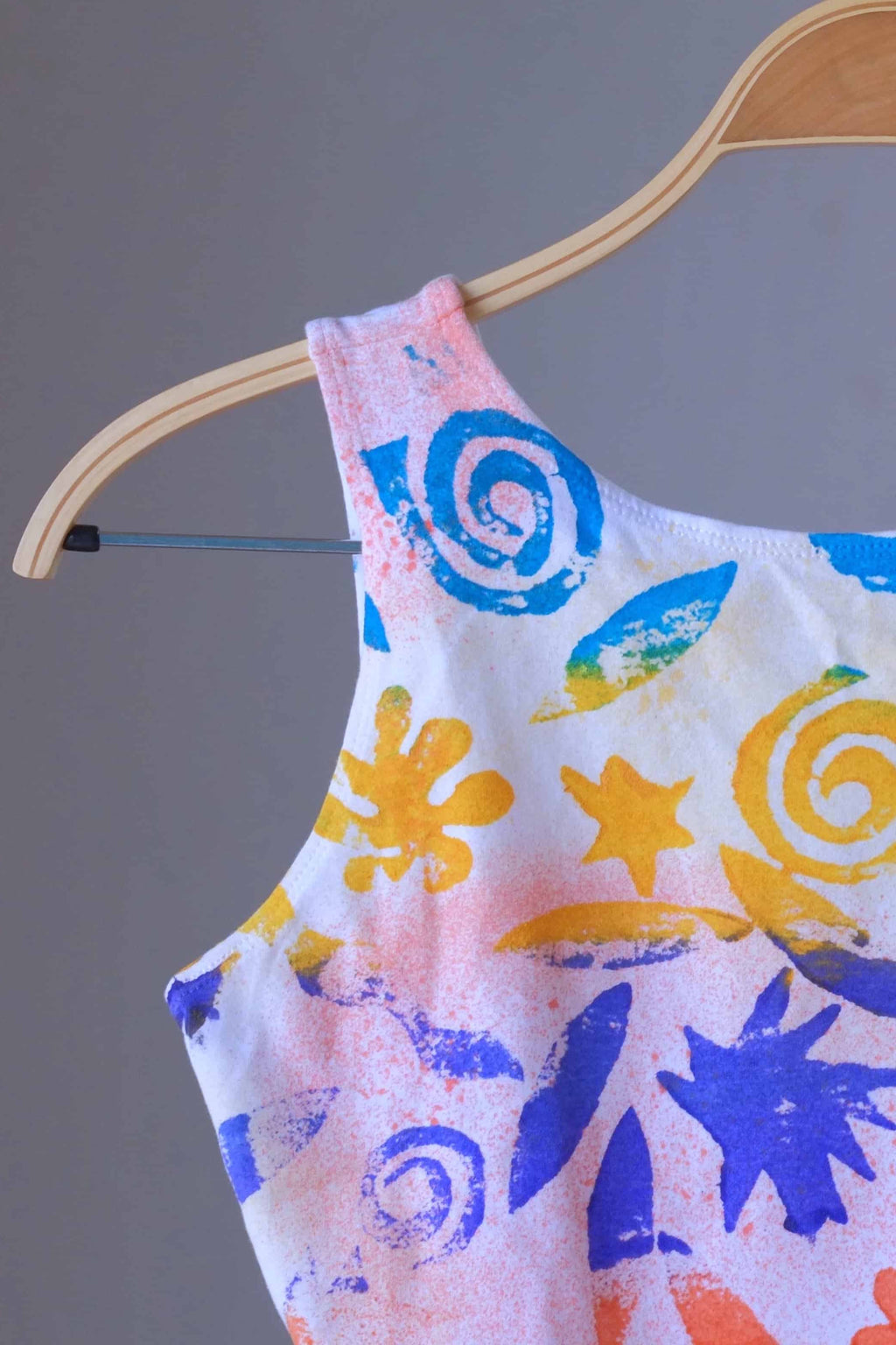 GILDA MARX Vintage 90s Leotard – Multicolor Abstract Beach Print