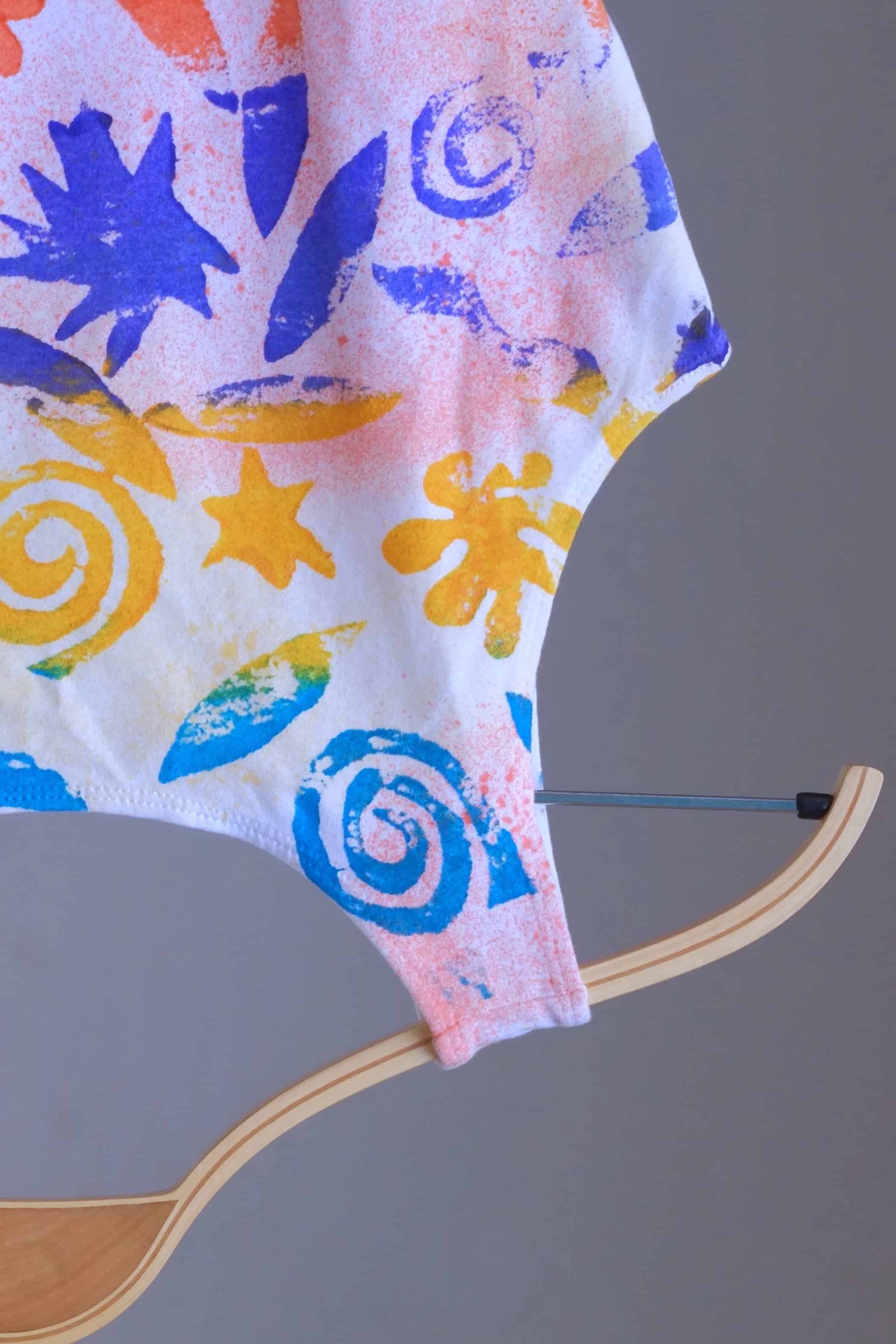 GILDA MARX Vintage 90s Leotard - Multicolor Abstract Beach Print