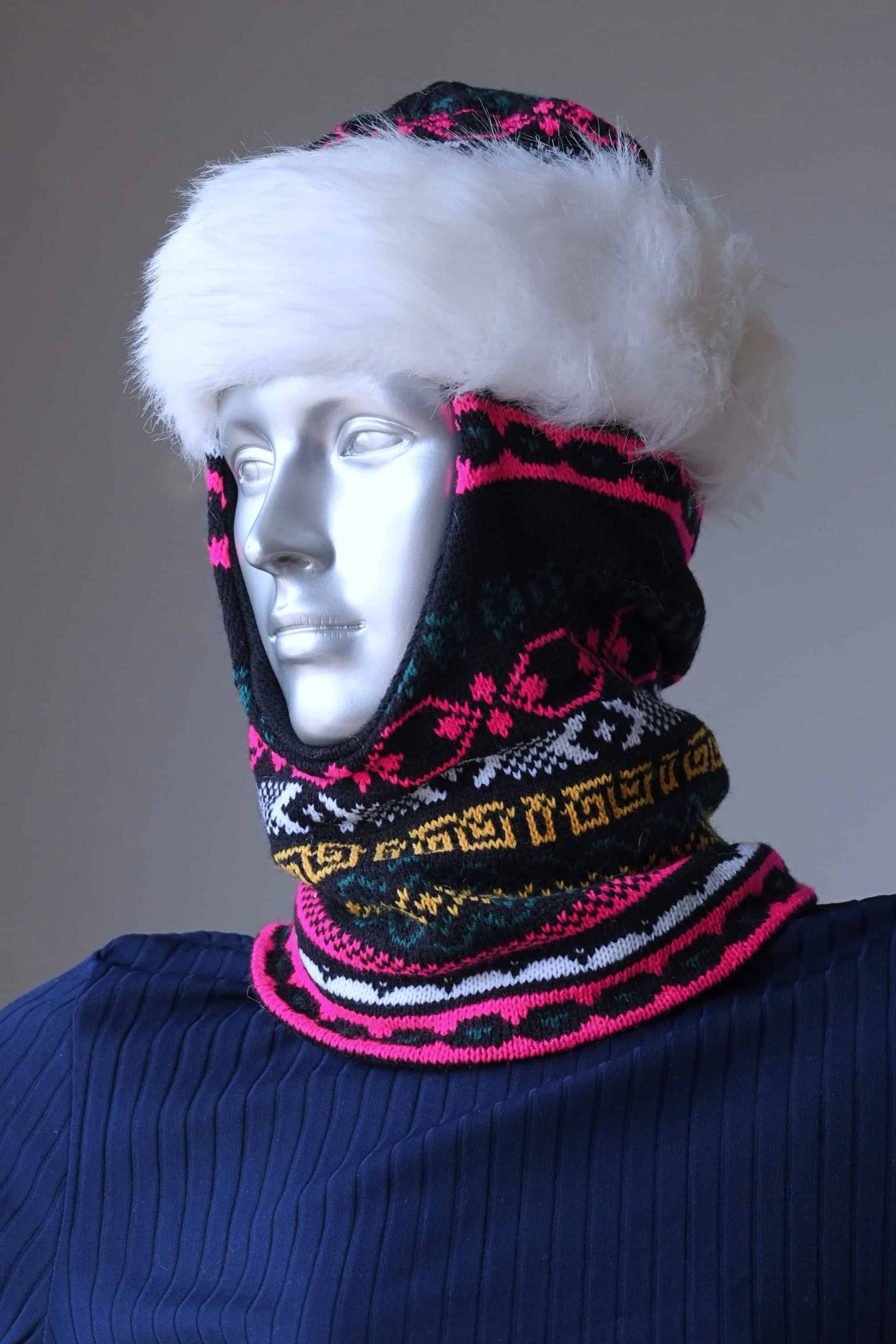 KNITTED Patterned Balaclava black