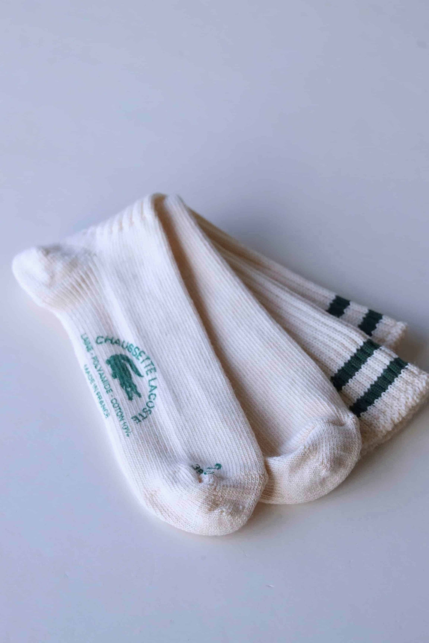 LACOSTE Vintage Striped Wool Socks on white background