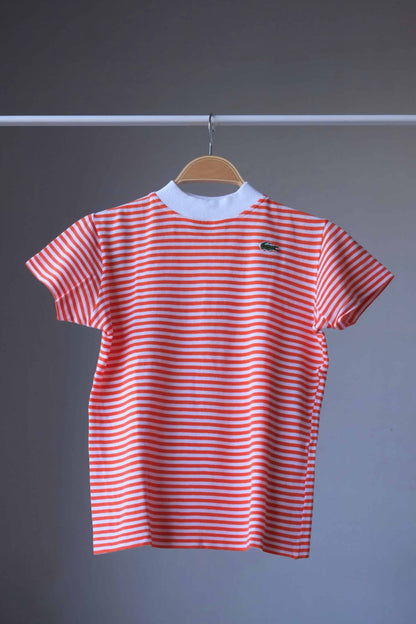 LACOSTE Striped Shirt white and orange stripes on hanger
