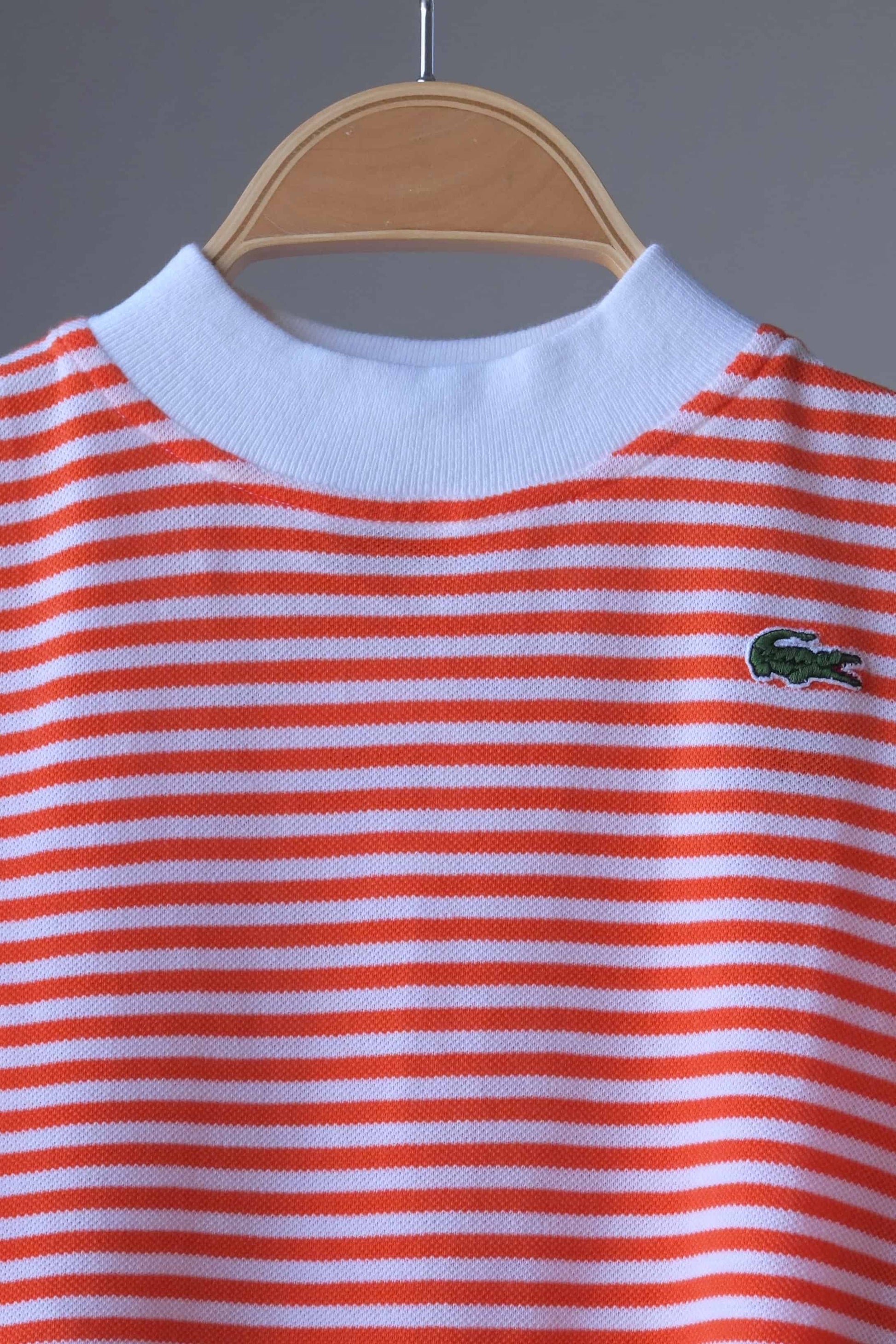 close up of LACOSTE Striped Shirt in orange and white