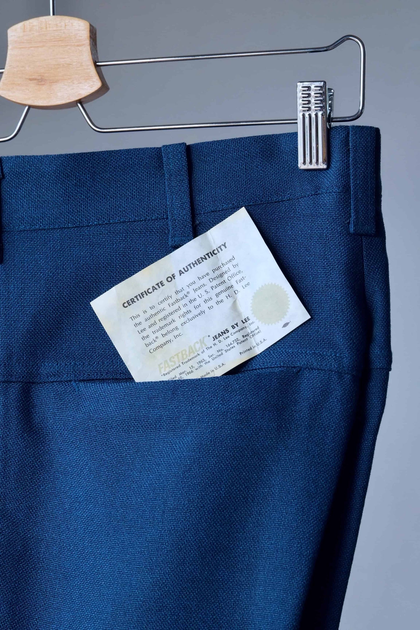 LEE 70's Vintage Slacks petrol blue certificte of authenticity