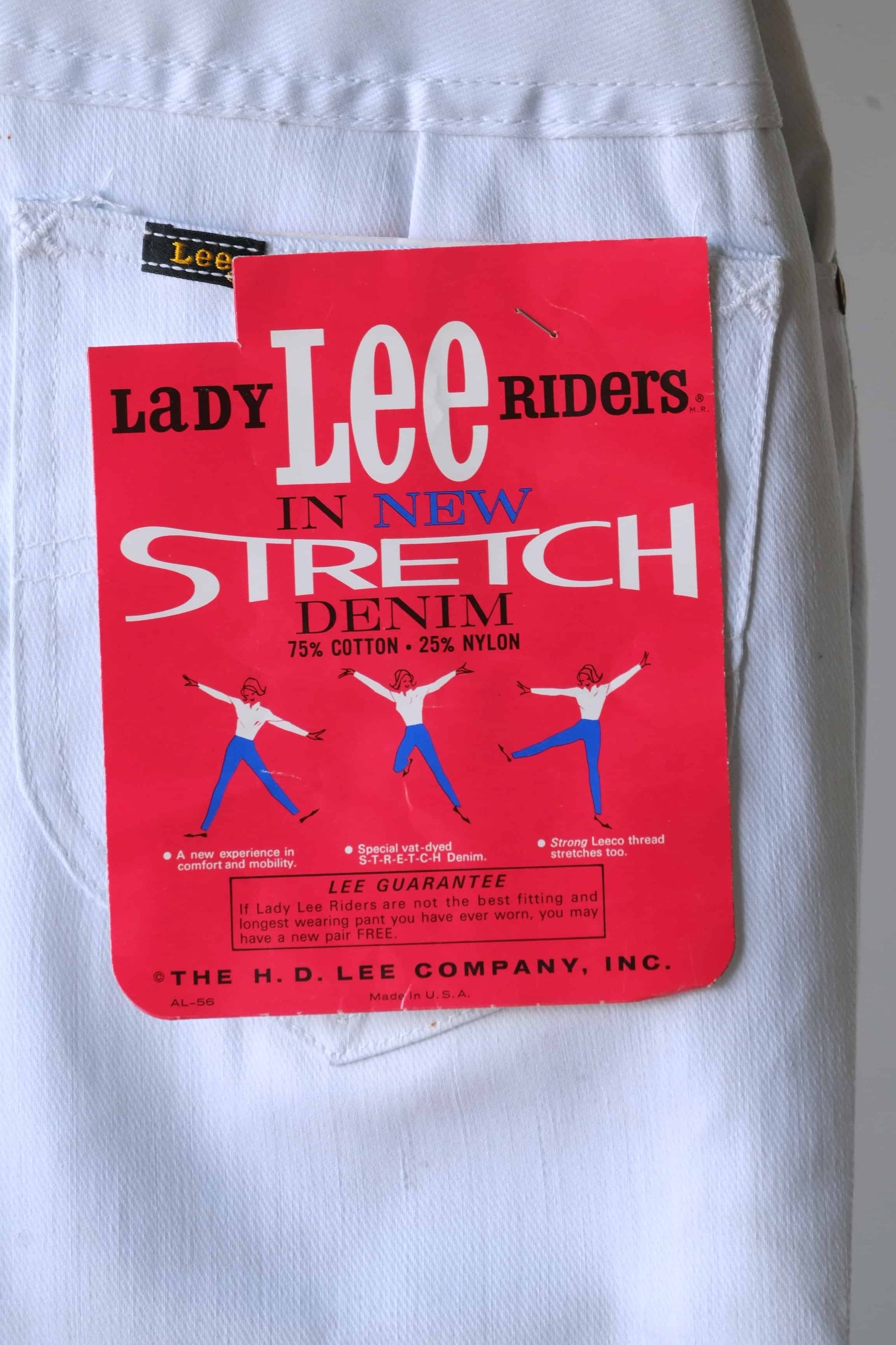 Tag on back pocket of White LEE Vintage Stretch Riders Jeans