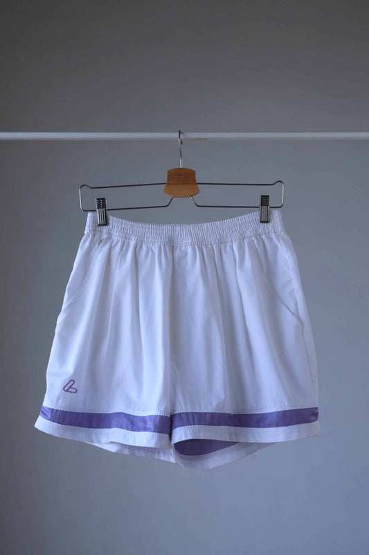 White and purple LÖFFLER Vintage Tennis Shorts