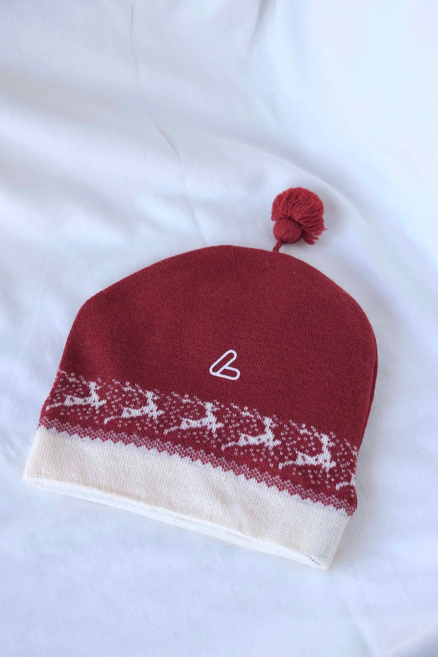 LÖFFLER Patterned Ski Cap burgundy and off-white