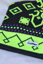LÖFFLER Vintage 90's Ski Hat black and neon close up