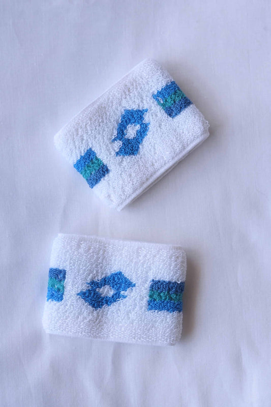 Vintage Lotto Tennis Wristbands white, blue and green
