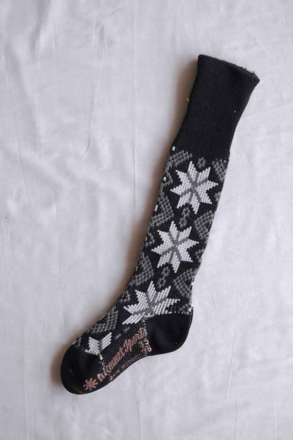 Black and white Vintage Knee High Jacquard Socks