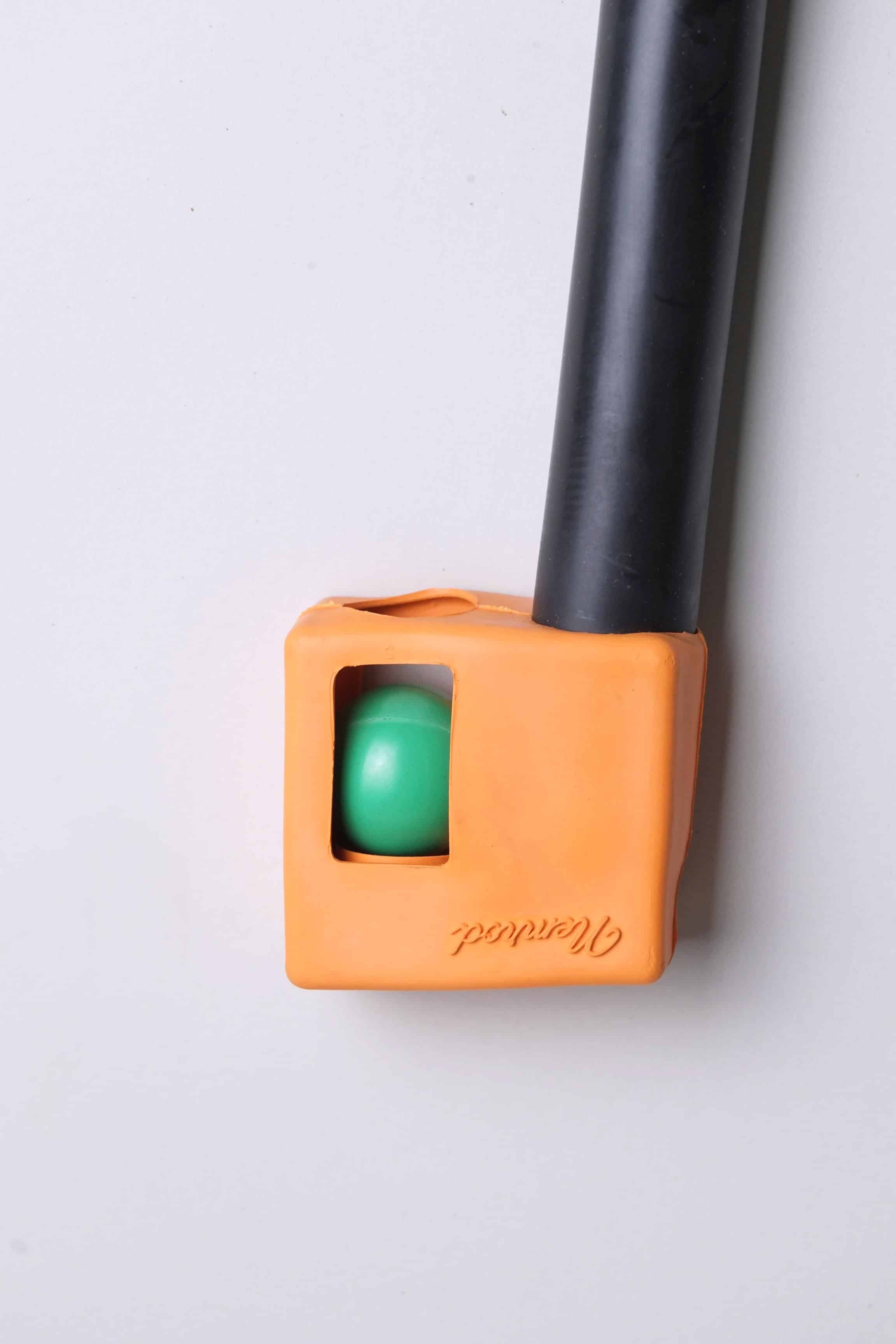 Close up of the valve on a Vintage Nemrod Menorca snorkel on white background