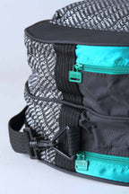 Close-up of the vintage Pacific bag's graphic element, featuring a bold brand typography.