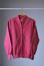 Heether red zipper sweatshirt on hanger