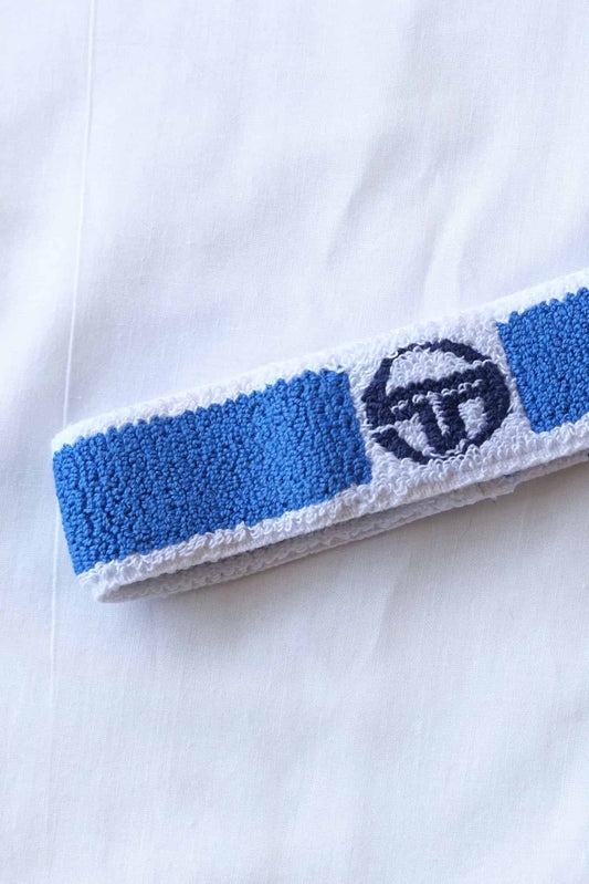 Vintage Sergio Tacchini Headband white and blue close up