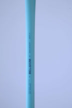 Close-up of the Snauwaert Shark 2 squash racquet shaft showing "Precision Crafted in Belgium by Snauwaert · Depla" text printed on the teal frame.