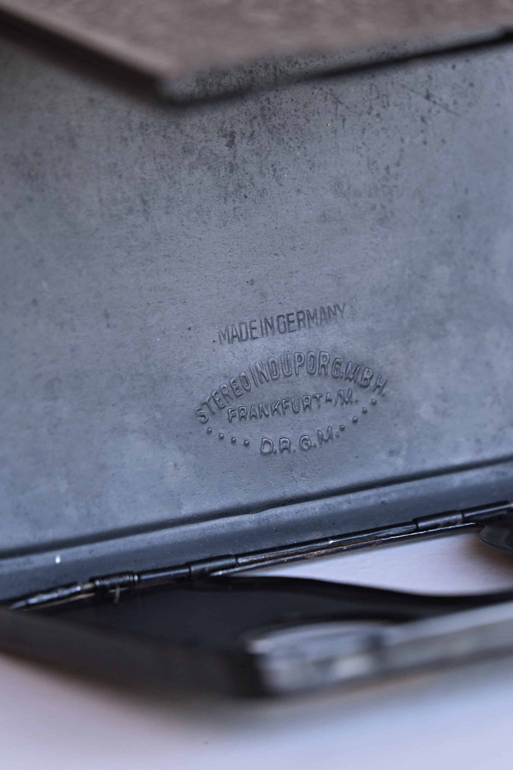 close up of the brand and name on STEREO INDUPOR Folding 3D Viewer Stereoscope