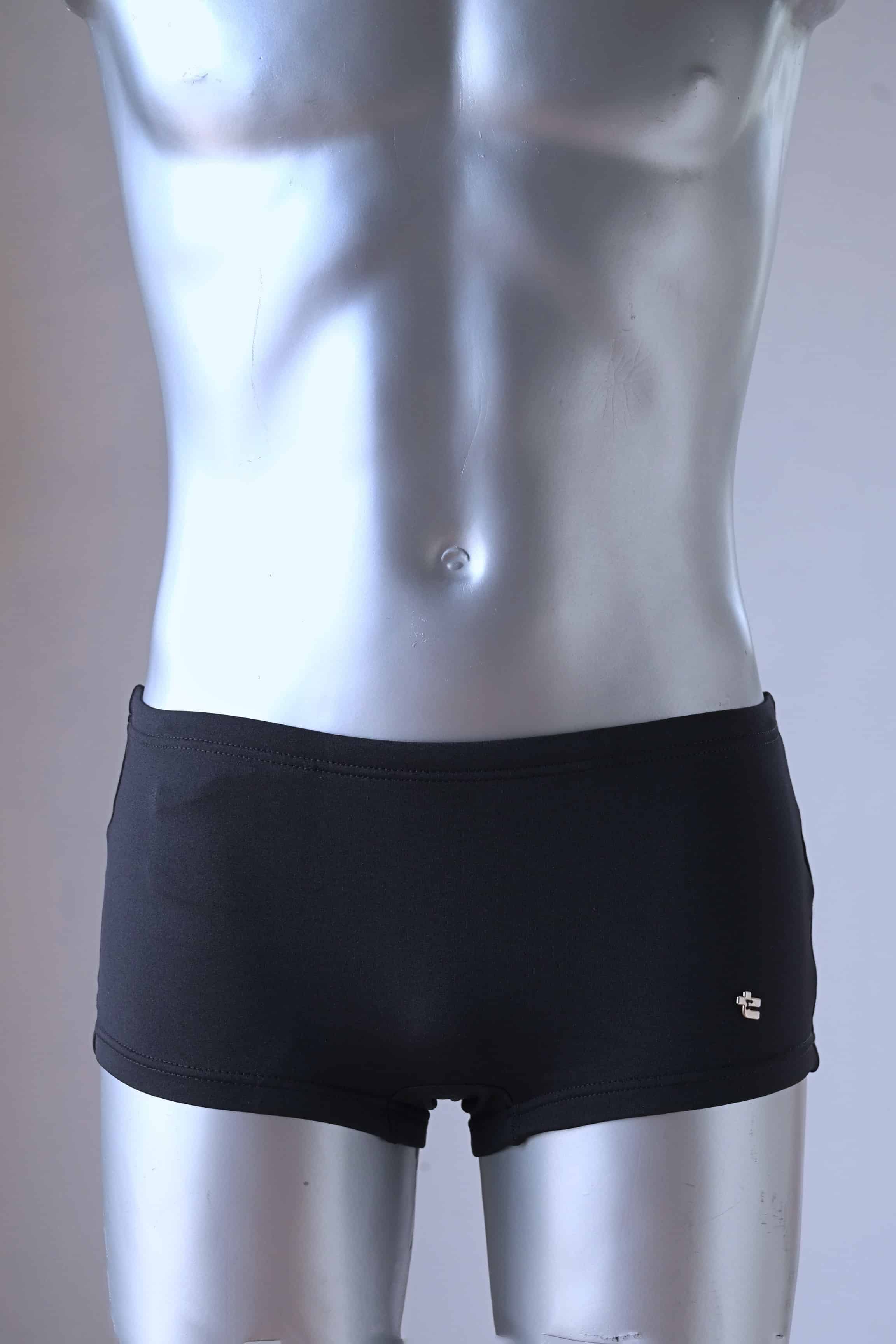 Black TROPIC Vintage 70's Swim Briefs wide hips on mannequin