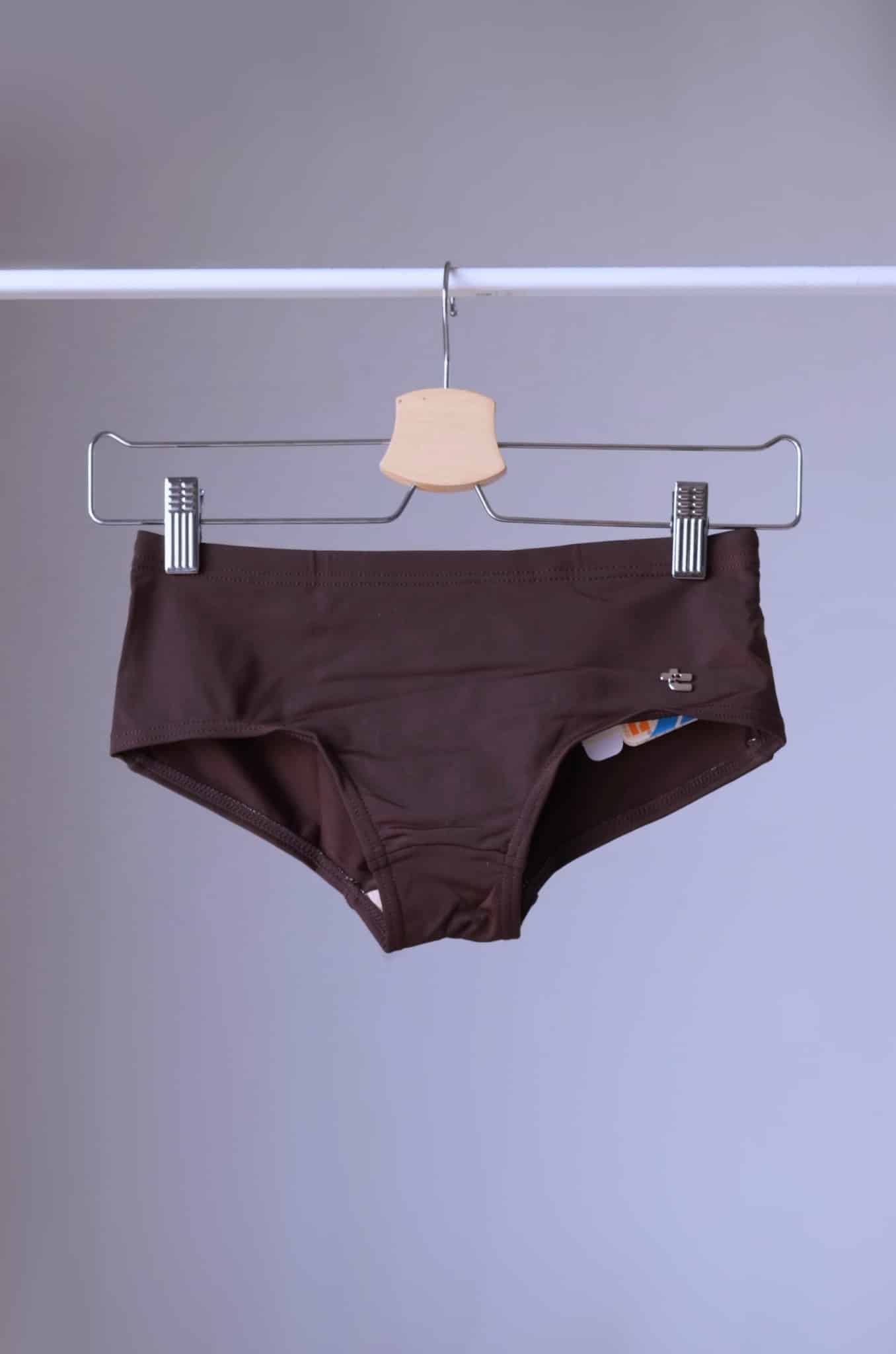 Brown TROPIC Vintage 70's Swim Briefs on hanger