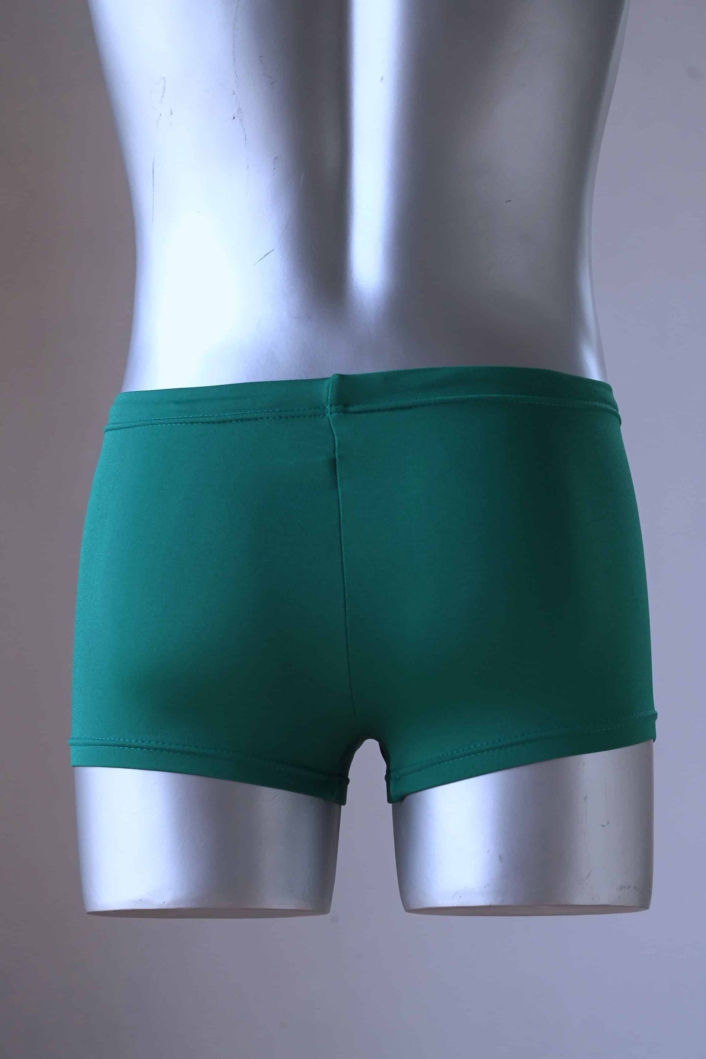 Back side of Green Vintage 70's Swim Briefs with Pocket laid on mannequin