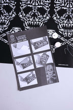 Detailed view of VANS 2008 skull mobile instruction manual and printed skull artwork.