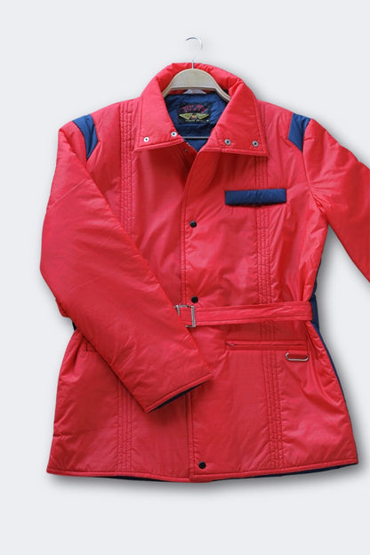 VINTAGE 80s Men's Red Belted Ski Jacket