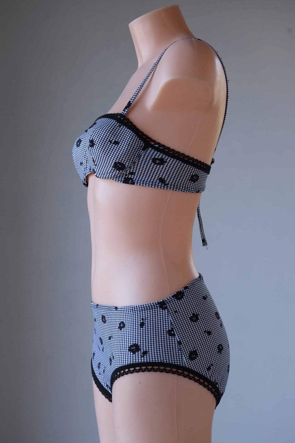 Vintage 1960's Black & White Gingham Bikini