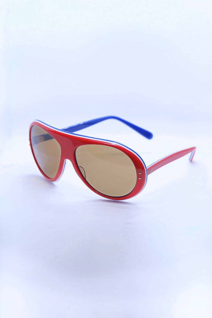 Vintage 70's Rally Coq Sunglasses in red on white background