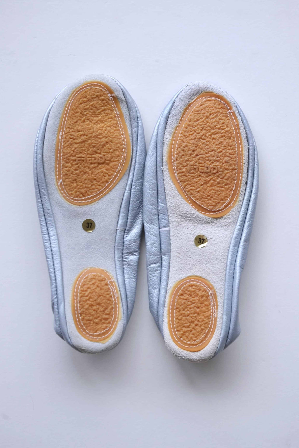 Silver Leather Ballerinas soles