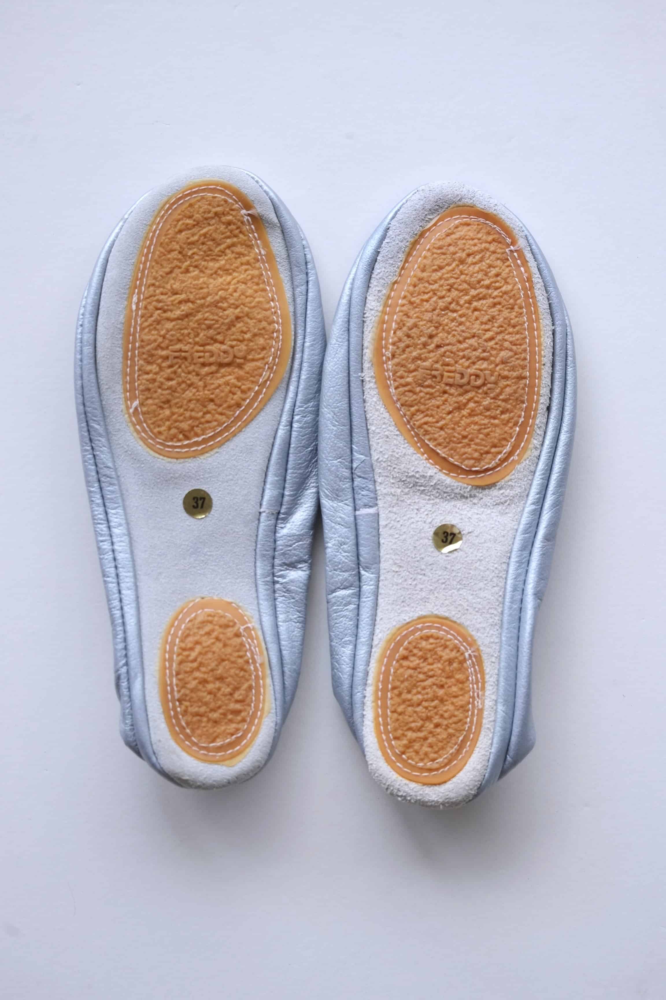Silver Leather Ballerinas soles