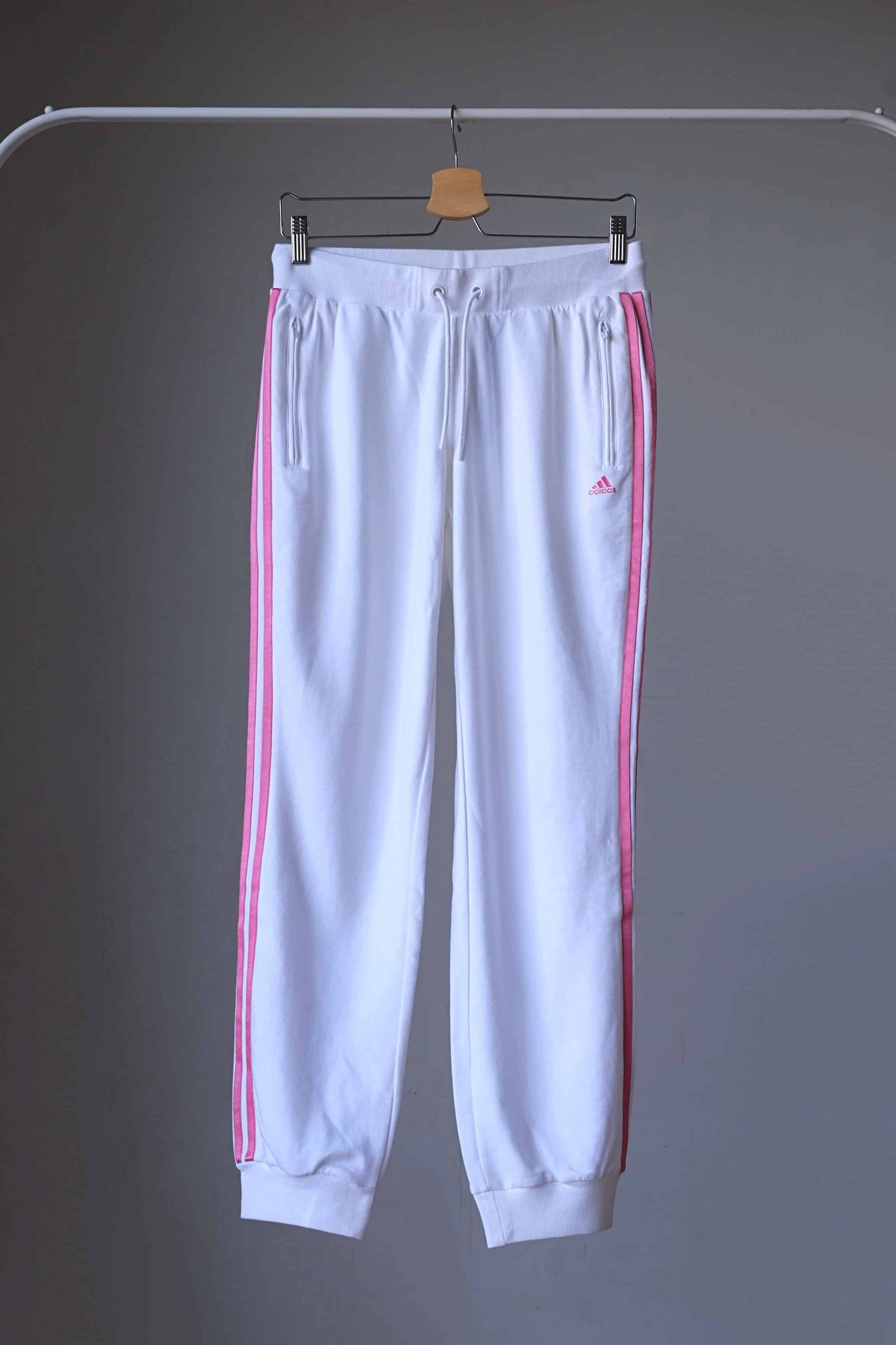 Vintage Adidas Sweatpants white and pink 3 stripes