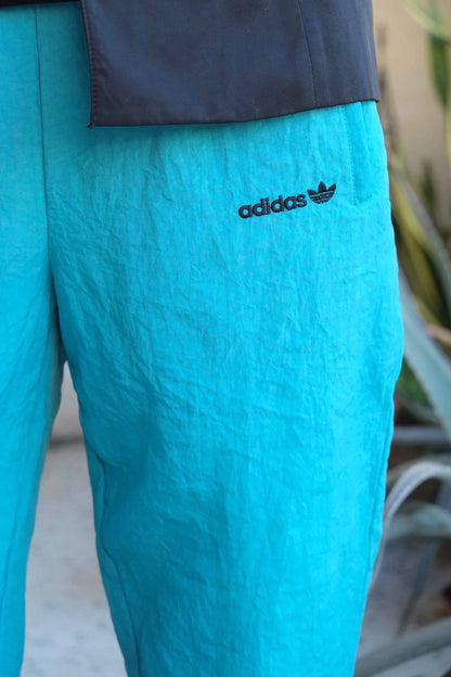 Vintage Adidas 90's Track Pants jade and multi colored logo