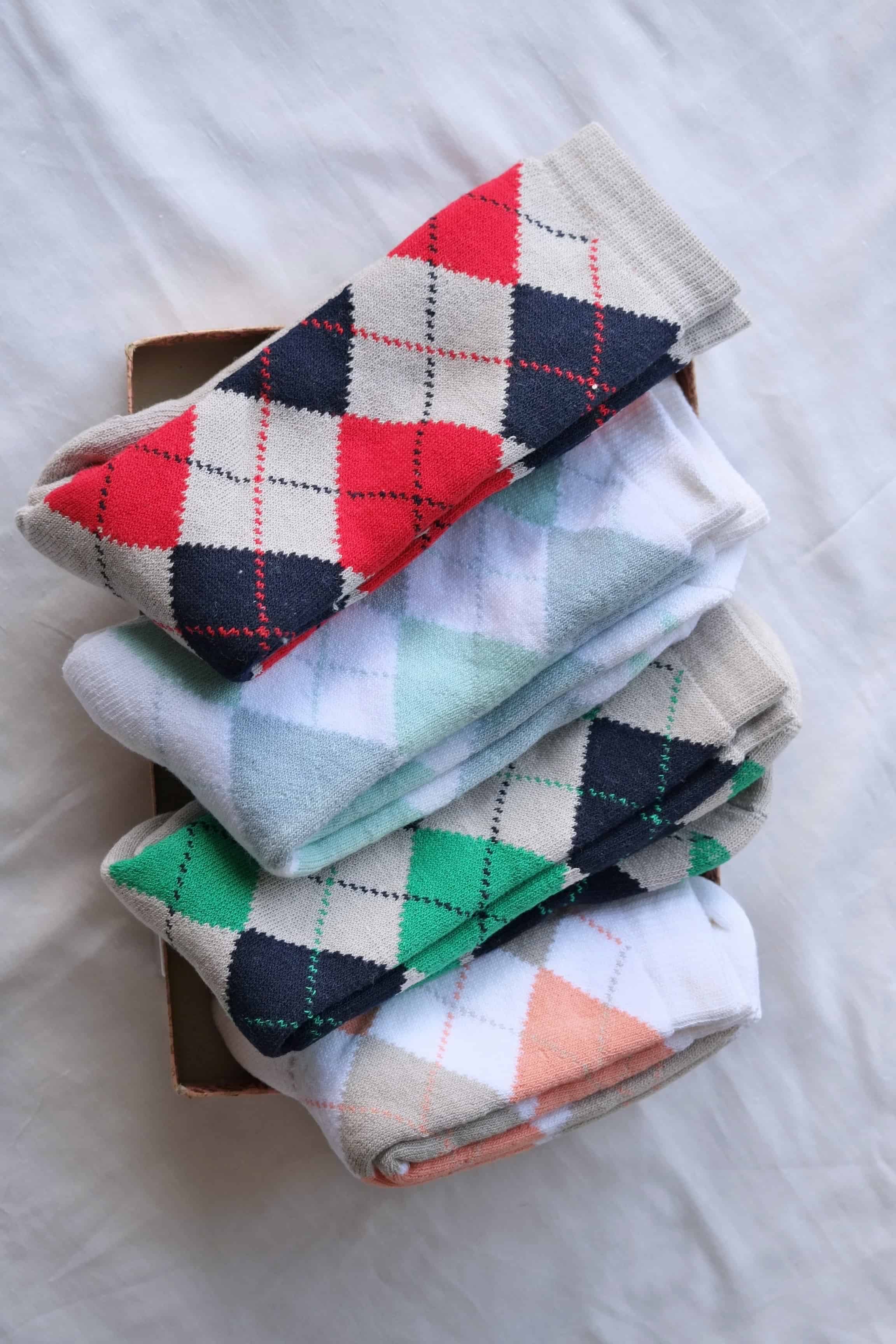 Vintage 80's Argyle Cotton Socks
