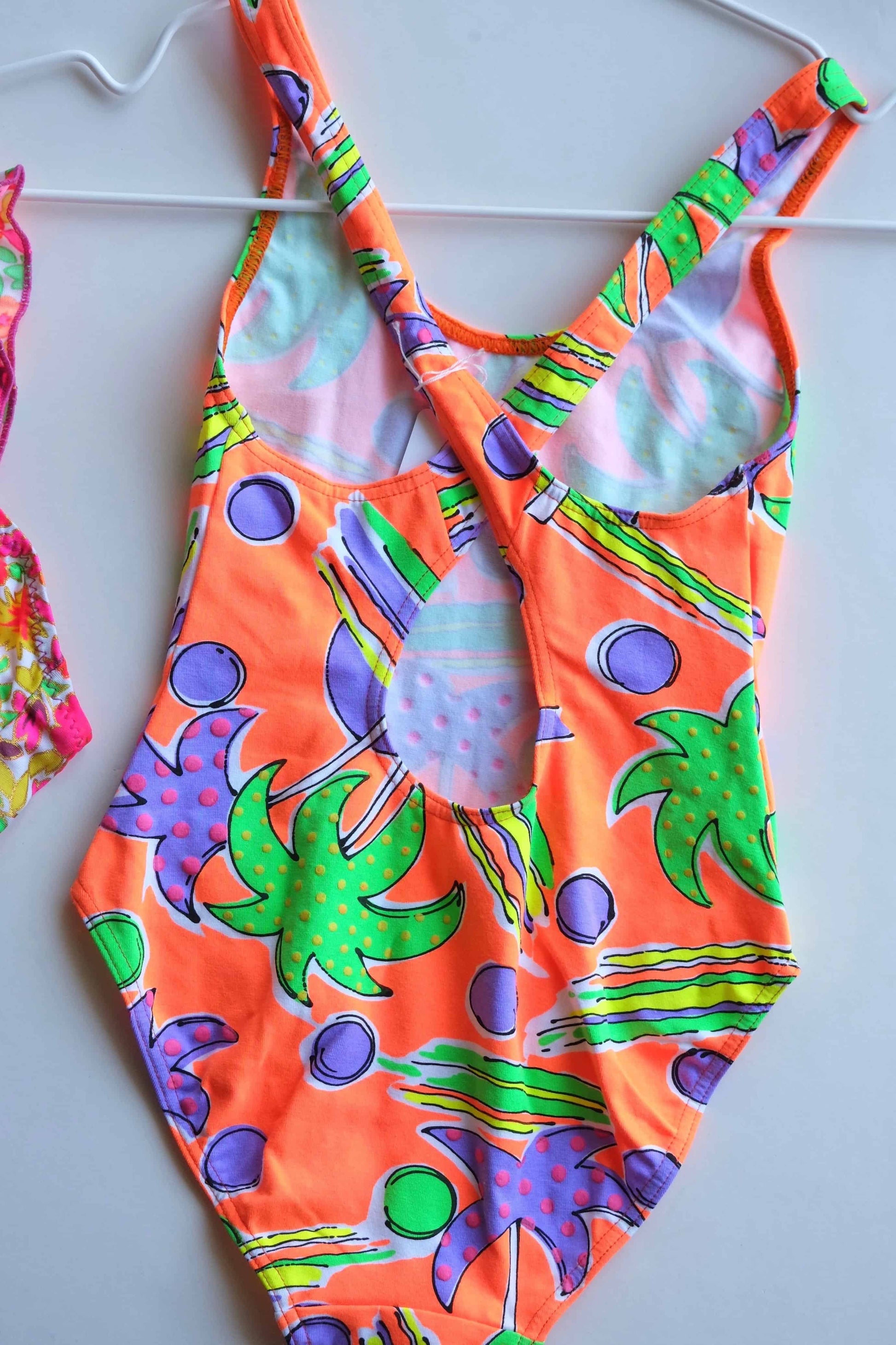 90's Neon Girls Palm Trees One-piece BACKSIDE