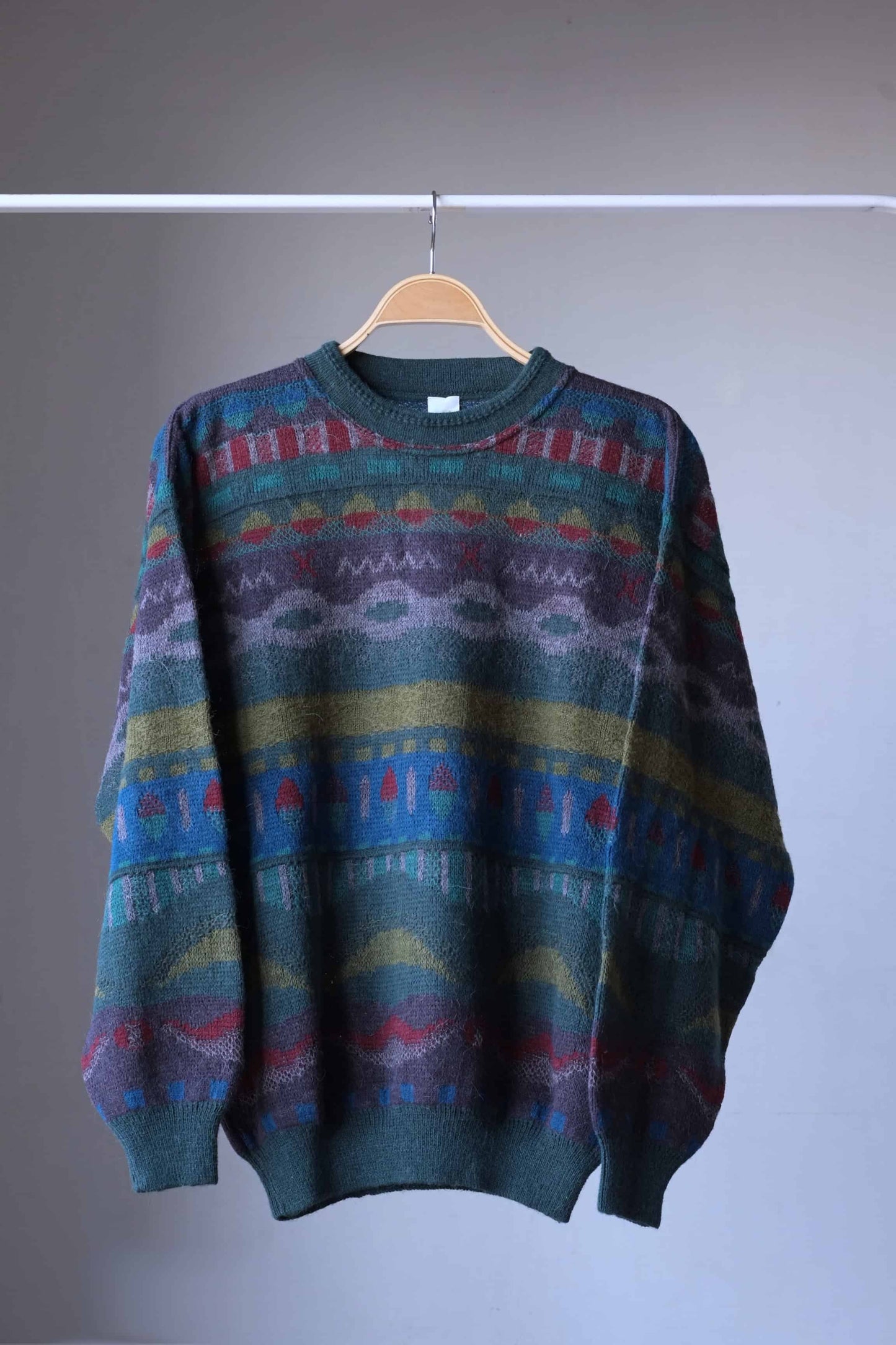 90's Patterned Sweater forest green