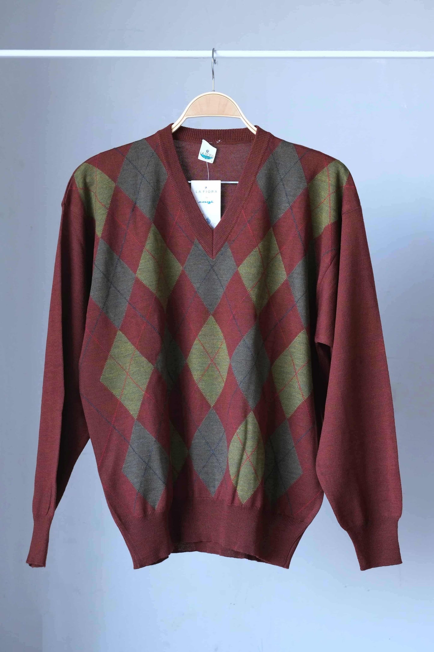 90's Argyle Sweater maroon olive