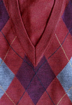 90's Argyle Sweater close up wine grey