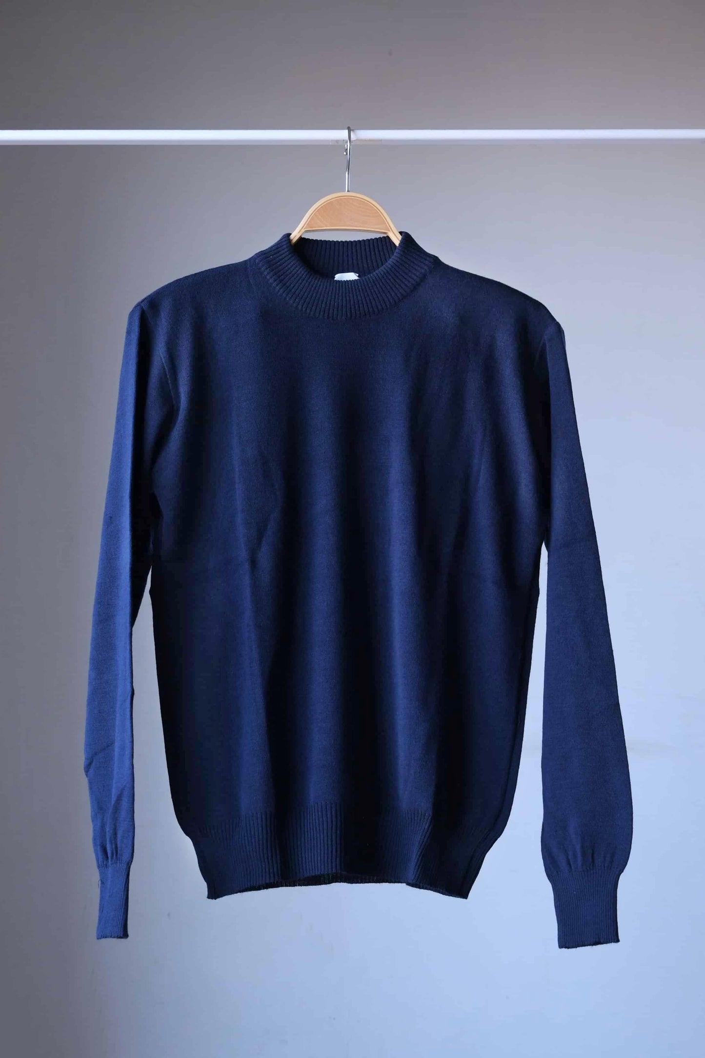 90's Solid High Neck Sweater navy