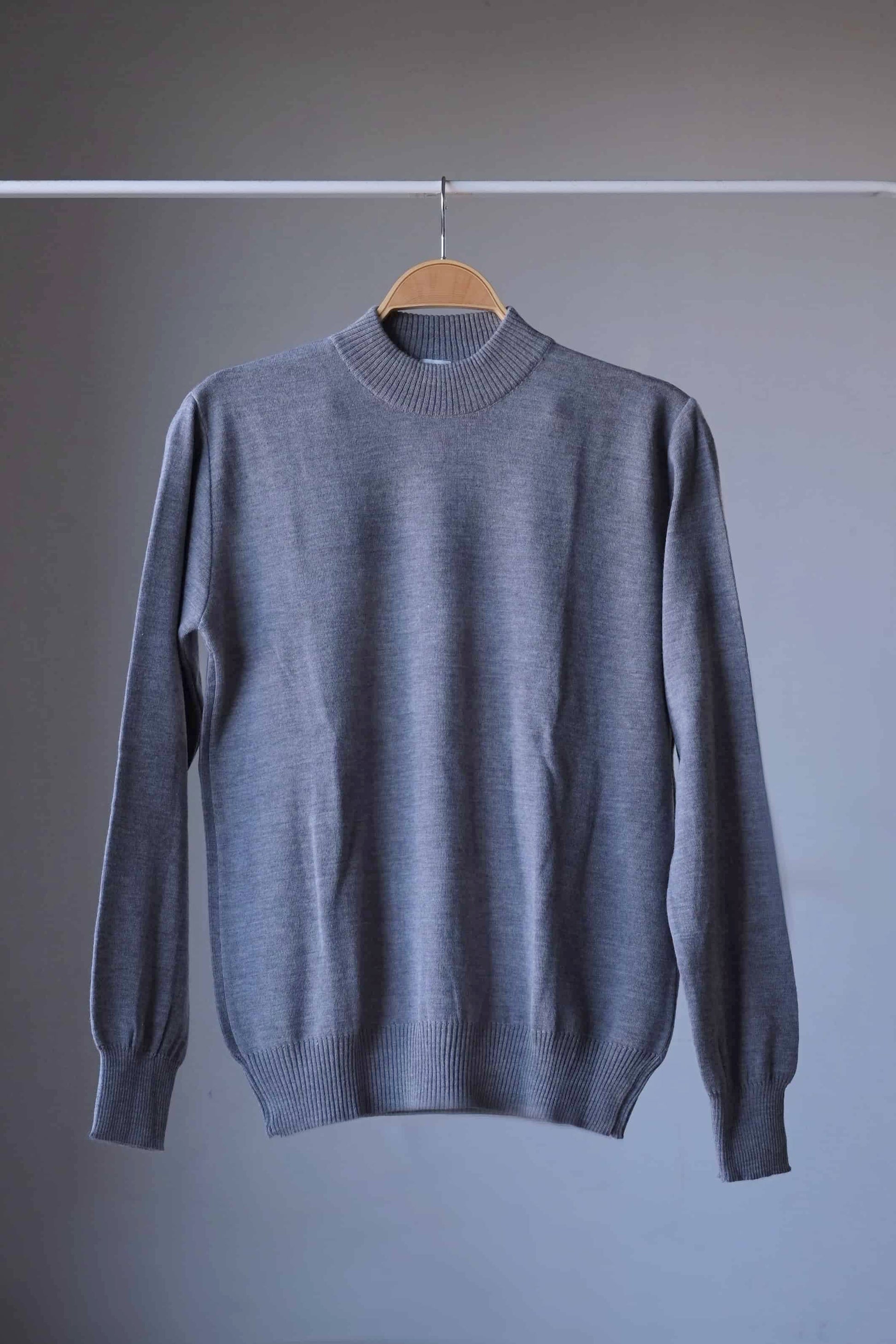 90's Solid High Neck Sweater ash grey