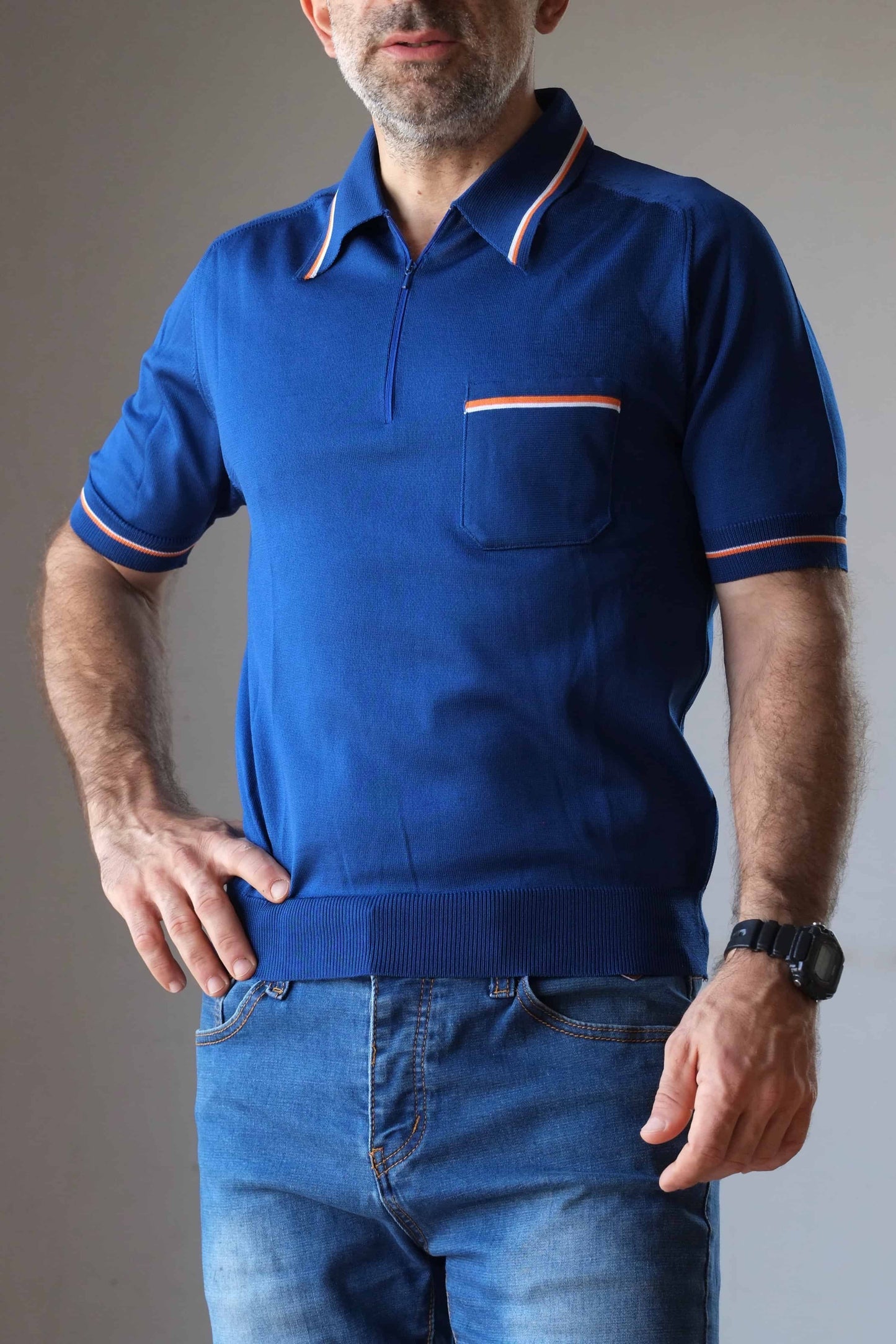 60's Men's Polo Top on model