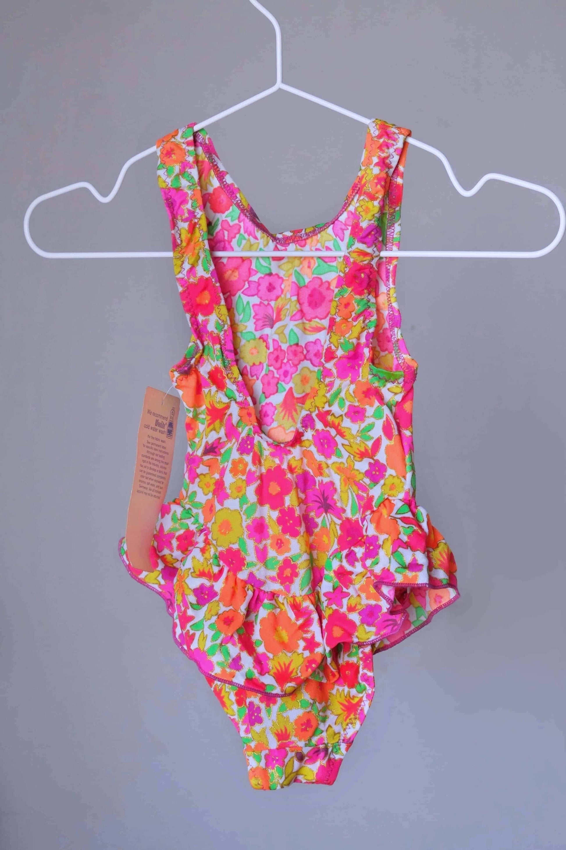 90's Girls Floral Peplum Swimsuit BACKSIDE