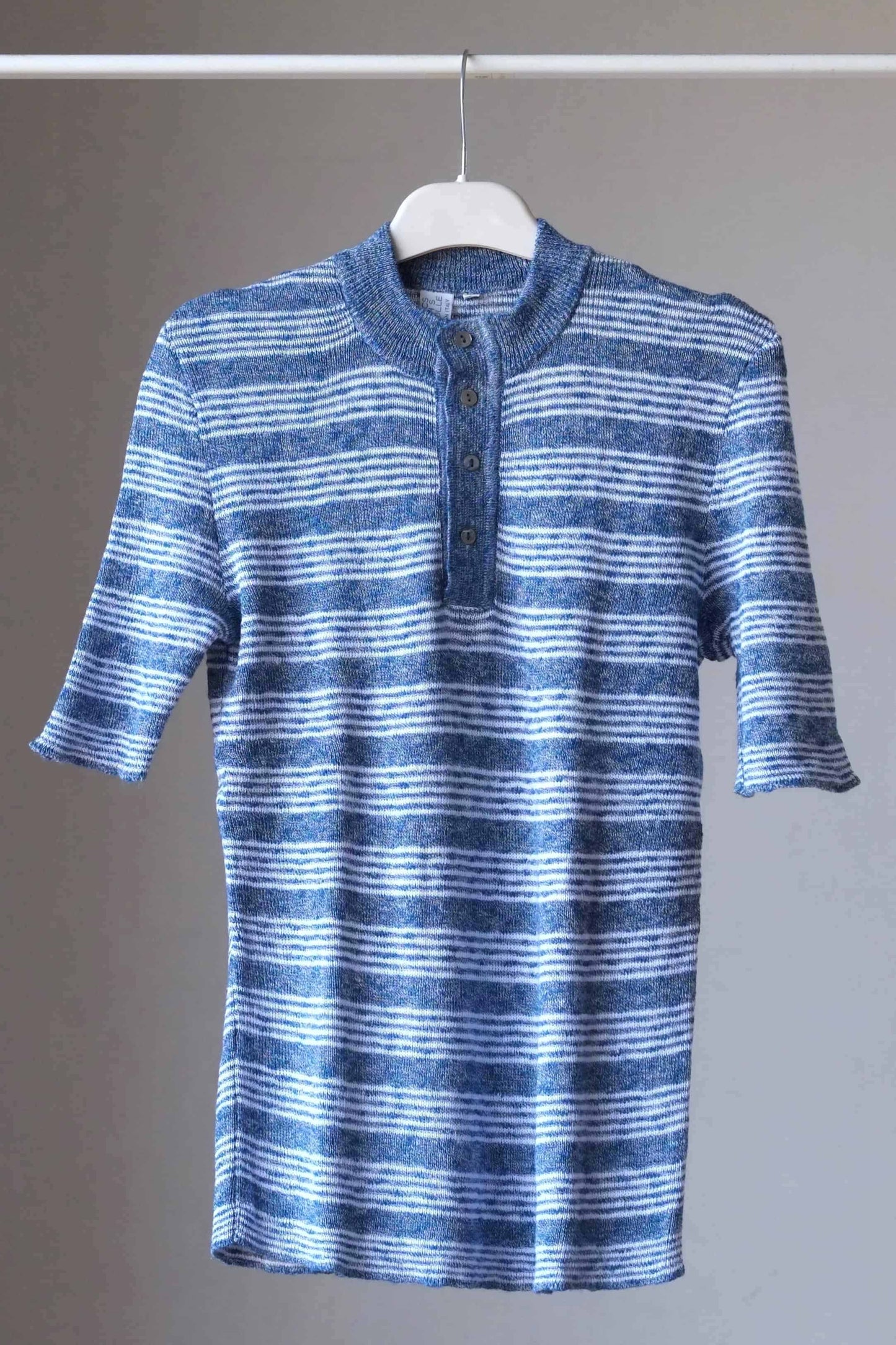 70's Women's Knitted Top blue stripes