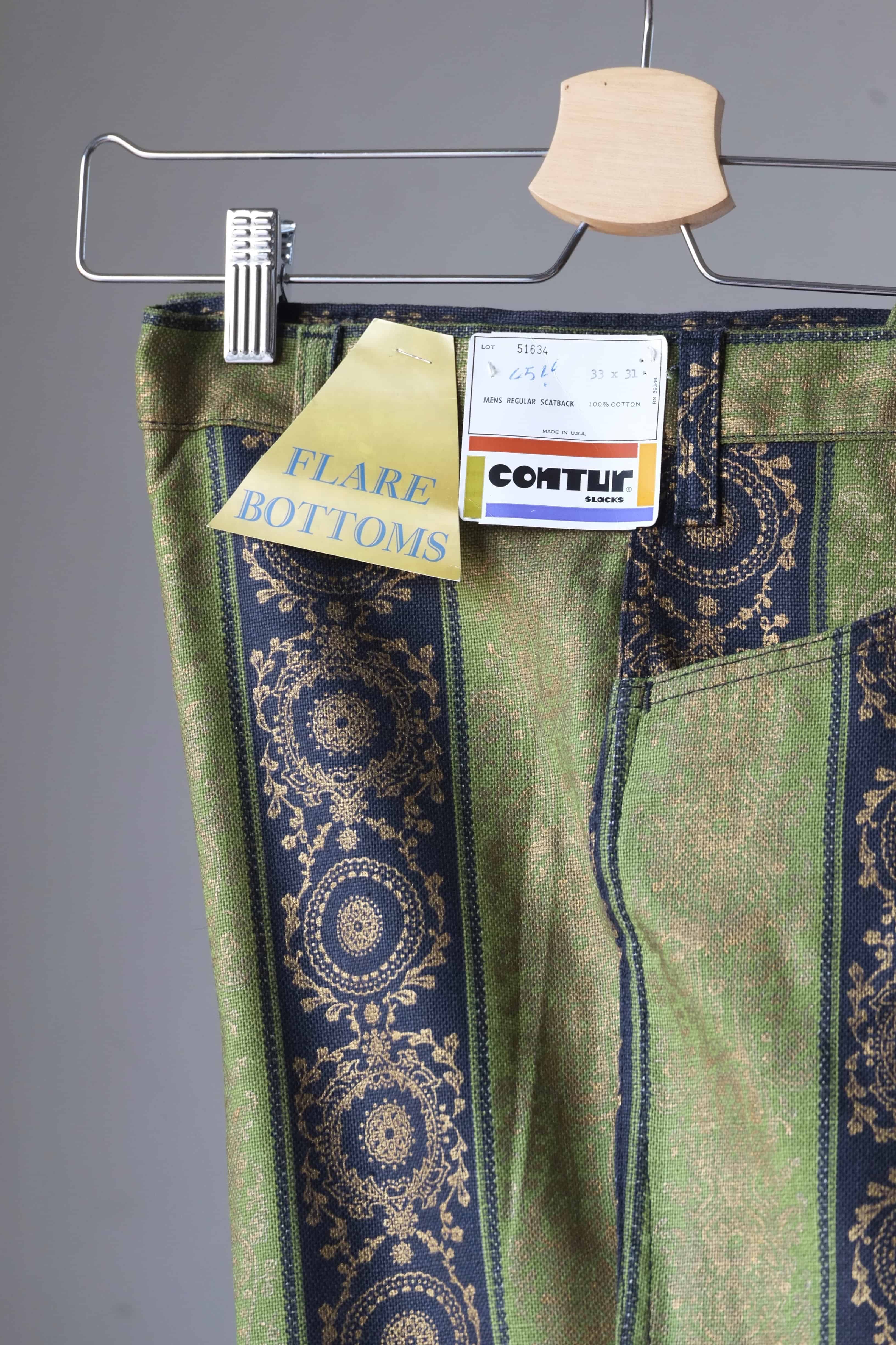 Vintage Brocade 70's Flare Bottoms detail