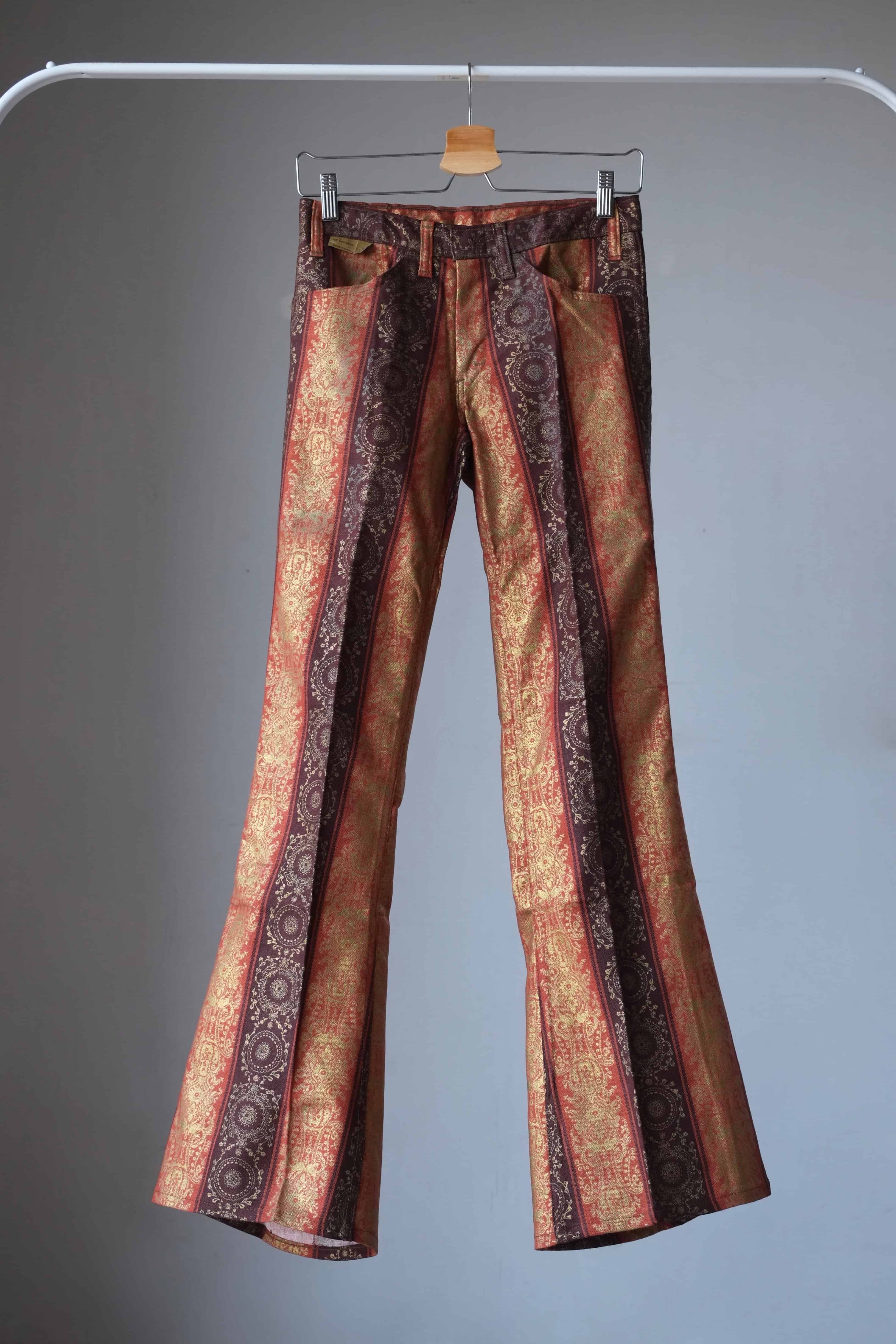 Vintage Brocade 70's Flare Bottoms brown