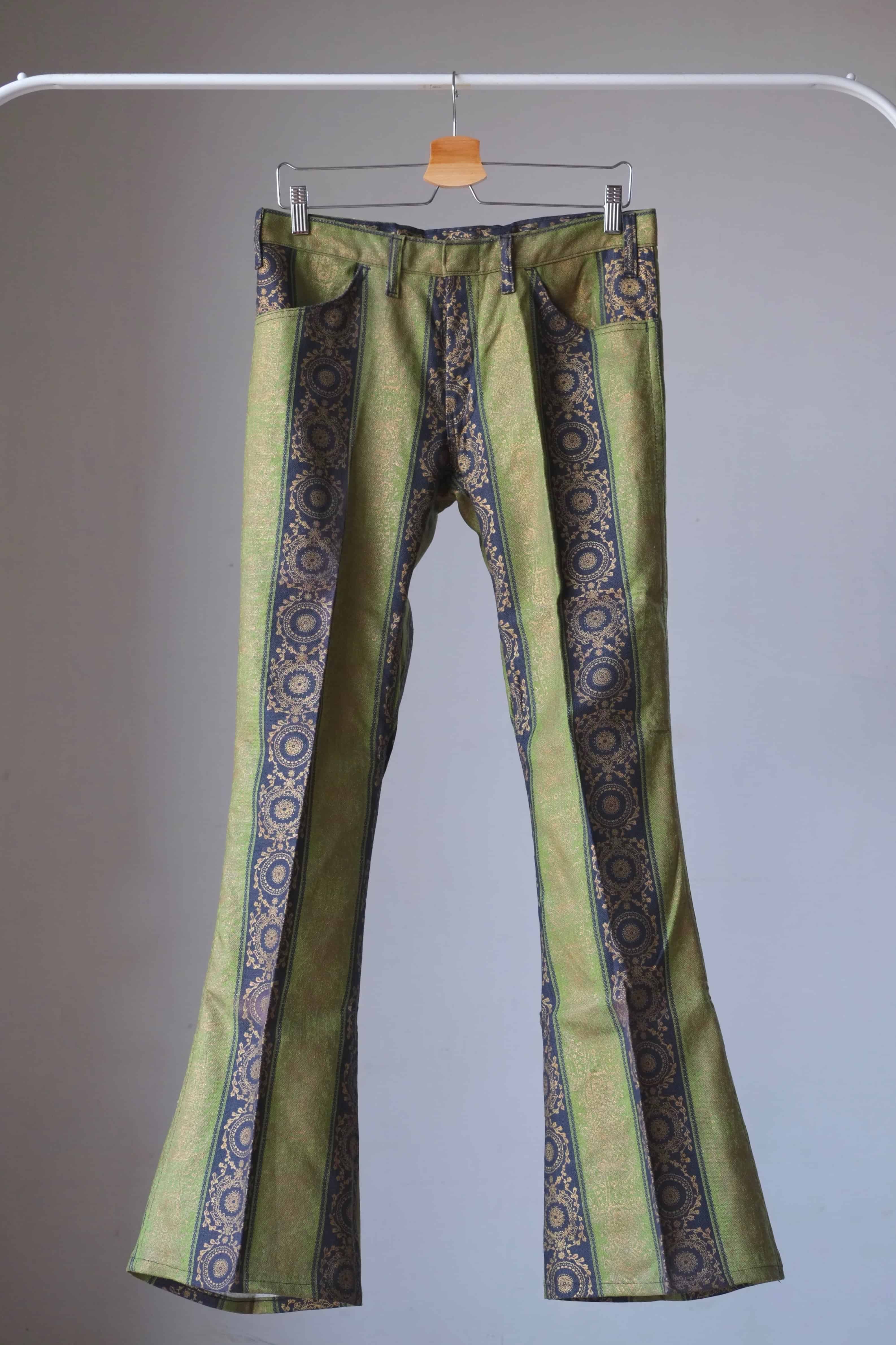 Vintage Brocade 70's Flare Bottoms green