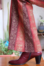 Vintage Brocade 70's Flare Bottoms leg