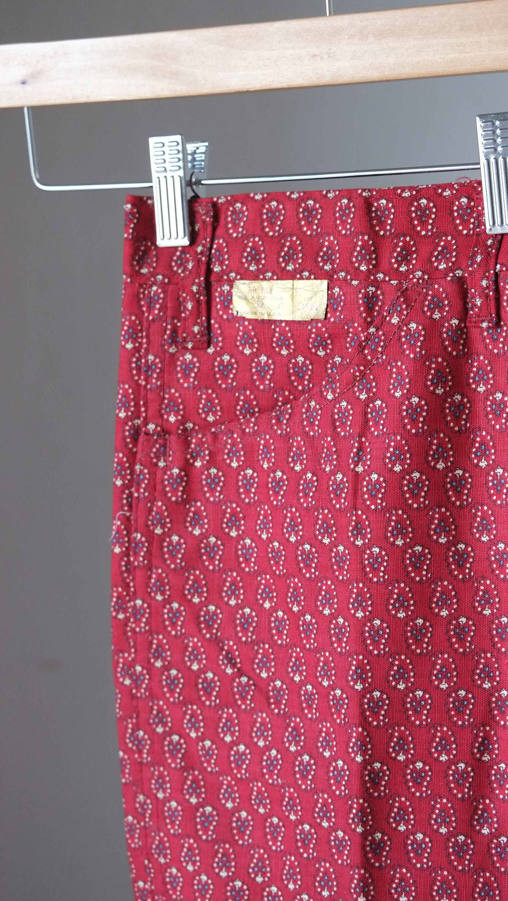 Vintage Paisley 70's Flare Bottoms close up