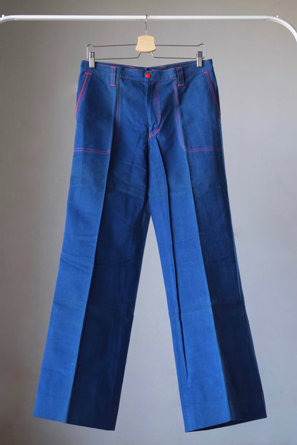 PETER PFEIFFER Wide Leg Brushed Denim 70's Pants