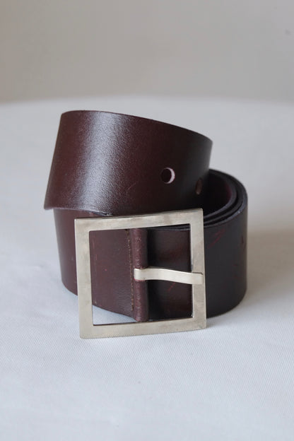 L'AIGLON Square Buckle Leather Belt