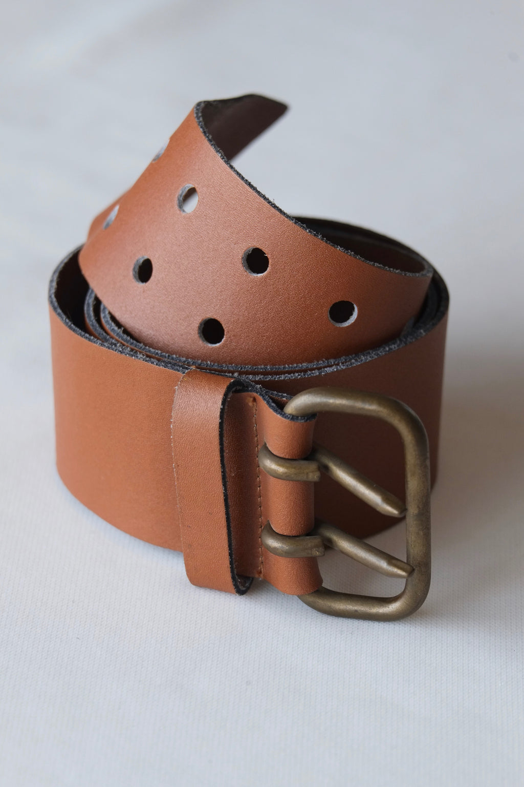 L'AIGLON Brittle Double Prong Leather Belt