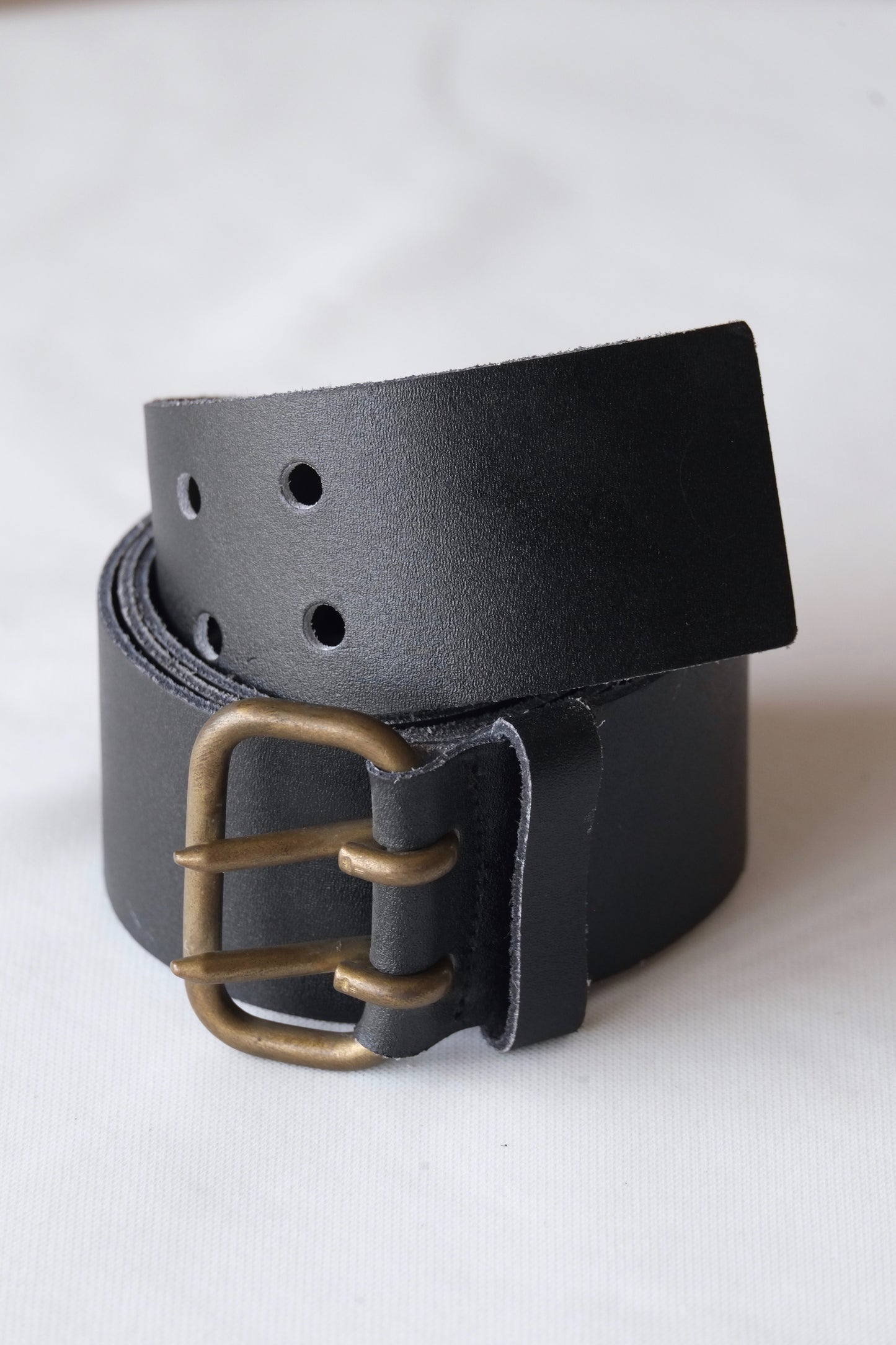 L'AIGLON Brittle Double Prong Leather Belt