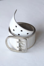 L'AIGLON Double Prong Rounded Buckle Leather Belt